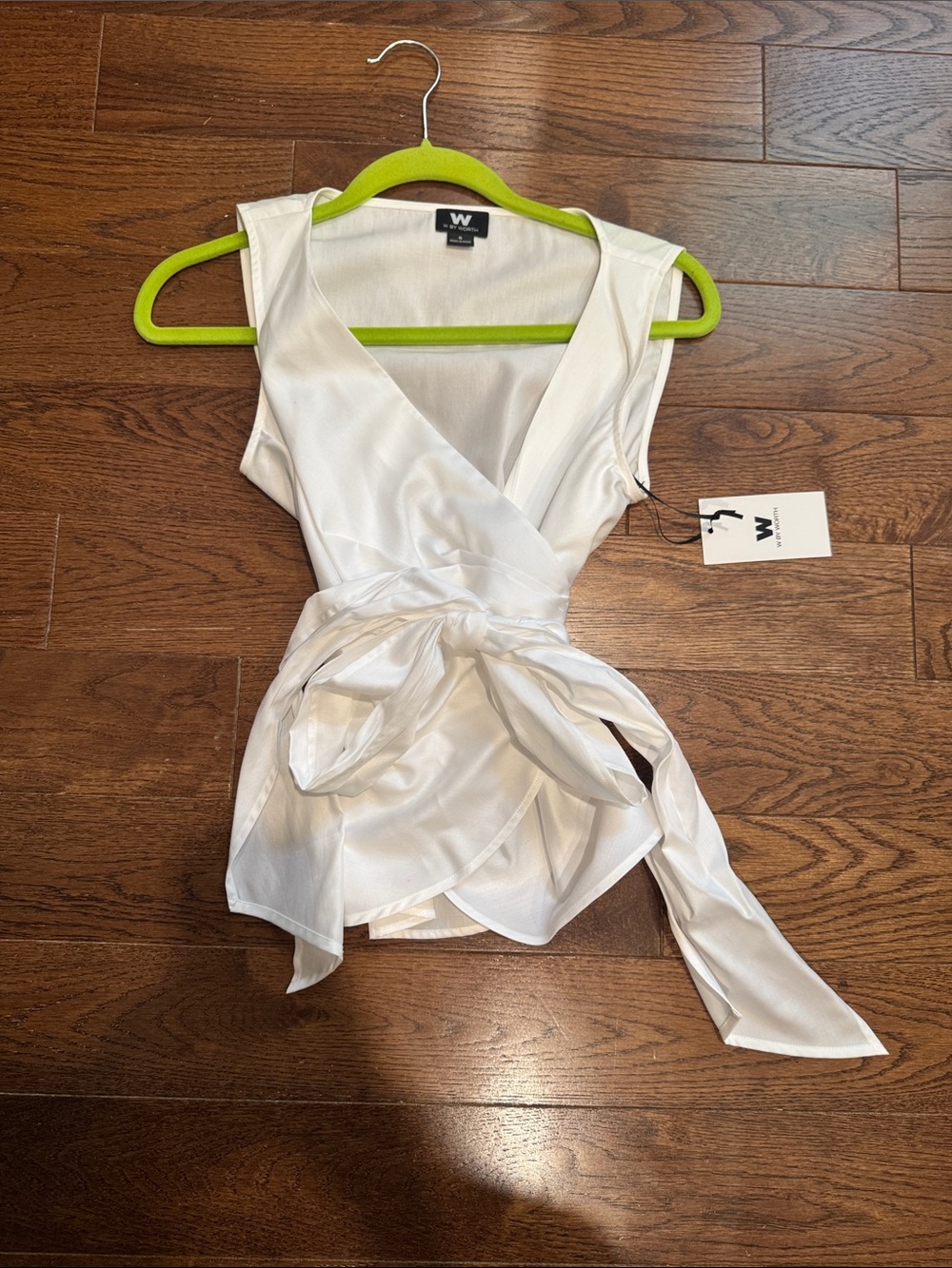 Wrap-Front Sleeveless Tie Blouse